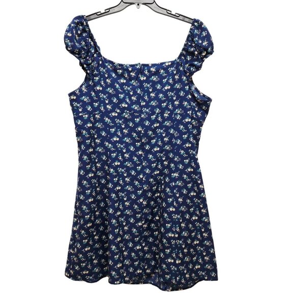 Levis Womens Blue Floral A-Line Dress With Puff Sleeves & Tie Detail Size XXL - Picture 5 of 11